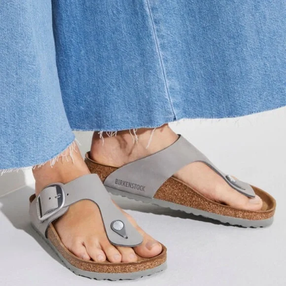 BIRKENSTOCK Gizeh Big Buckle Nubuck Leather, DOVE GRAY SIZE